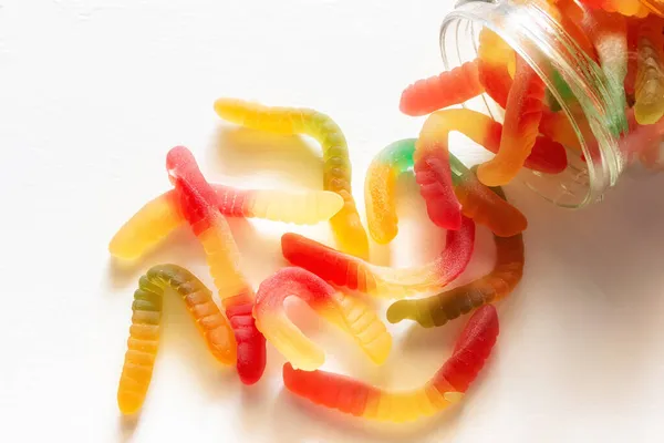 Scattering Jar Gummy Worms — Stock Photo, Image