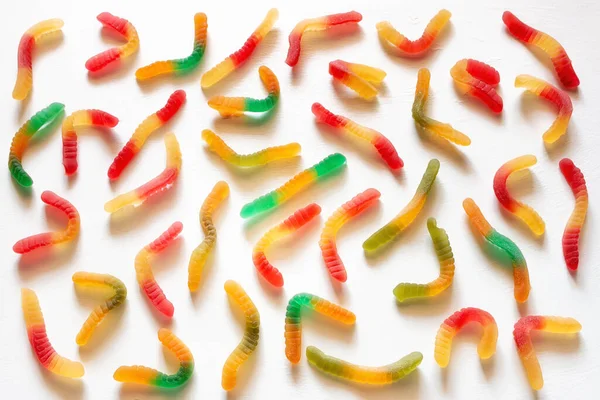 Multicolored Gummy Worms Isolated White Background — Stock Photo, Image