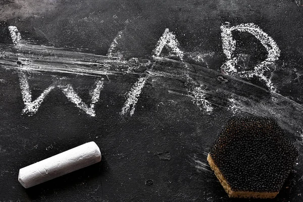 Erased Inscription War Chalk Sponge Concept Stop War — Stock Photo, Image