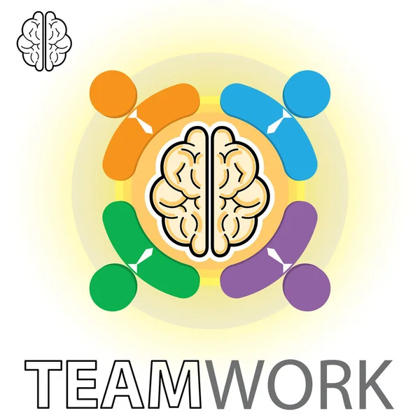 Brainstorm Och Teamwork Vektor Bild Illustration — Stock vektor