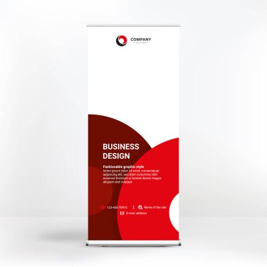 Yuvarlak pankart tasarımı, ürünlerin açık hava reklamları için modern tasarım, taşınabilir stand