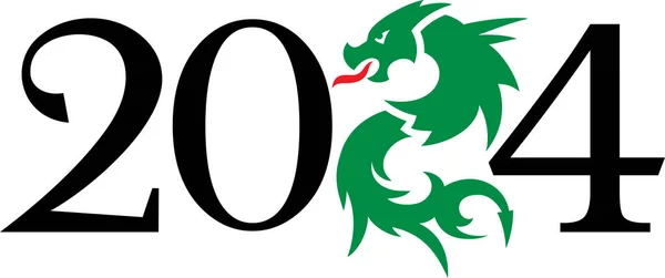 Symbole du Nouvel An 2024, silhouette dragon vert, vecteur Illustrations De Stock Libres De Droits