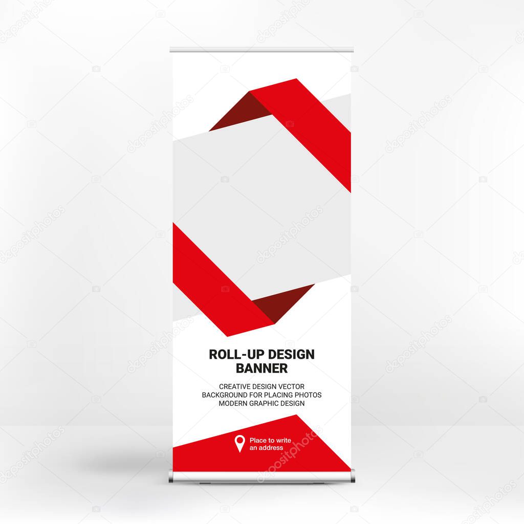 Roll-up advertising banner design, creative graphic style, abstract design, vector