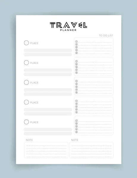 Travel Planner Travel Planner Template Habit Tracker Blank Template Vector — ストックベクタ