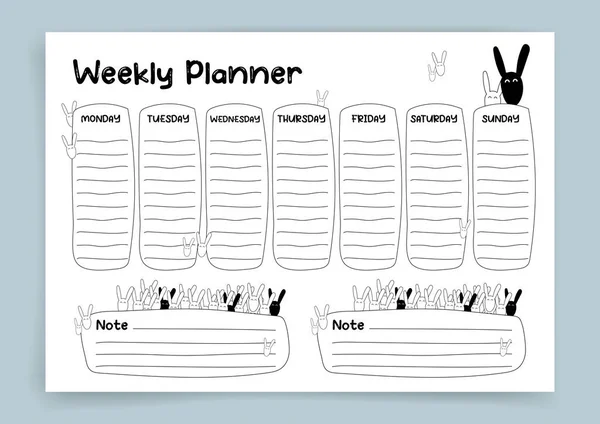 Weekly Planner Habit Tracker Monthly Planner Monthly Planner Habit Tracker — Stok Vektör