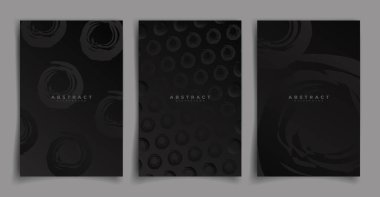 Fırça kapağı tasarımı arka plan seti veya duvar kağıdı. Soyut arkaplan. Arka planda siyah fırça gradyanı. Lüks davet, menü, fırça posteri için zarif vektör deseni