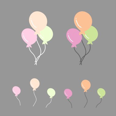 Grupta üç renkli balon. Kutlama için şirin bir balon. Balon partisi.