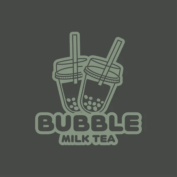 Bubble Milk Tea Vector Logo Bubble Milk Tea Cartoon Bubble — Stok Vektör