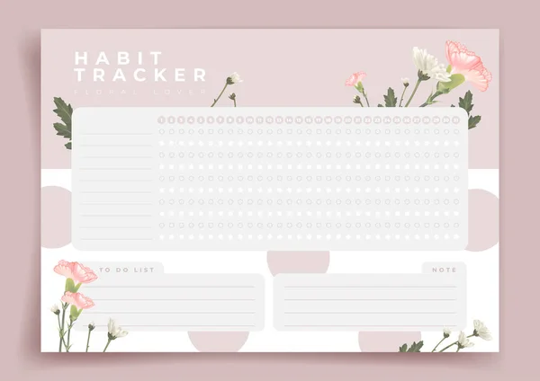 Habit Tracker Monthly Planner Monthly Planner Habit Tracker Blank Template — Stok Vektör