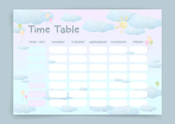 Time Table School Time Table Habit Tracker Weekly Planner Habit — Archivo Imágenes Vectoriales