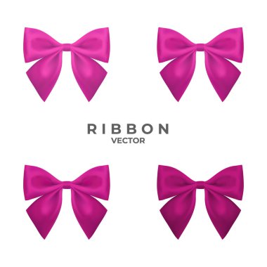 Beyaz arka planda dört tonlu pembe kurdele. Beyaz arkaplanda pembe fiyonk.