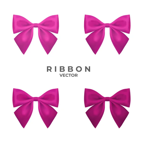 Pink Ribbon Four Tone Color White Background Pink Bow White — Image vectorielle