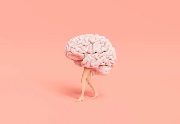 Cerebro Caminando Con Piernas Femeninas Concepto Mente Sexy Renderizado — Foto de Stock