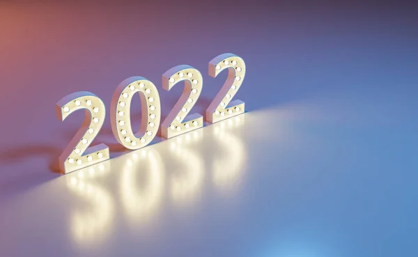 Nytt 2022 Skylt Med Lampor Och Reflektioner Marken Konvertering — Stockfoto