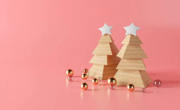 Alberi Natale Fatti Mano Con Blocchi Legno Con Stelle Sulla — Foto Stock