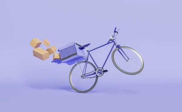Велосипед Доставки Відкритим Рюкзаком Колір 2022 Року Дуже Пері Рендеринг — стокове фото