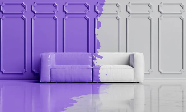 minimalist room with sofa and \