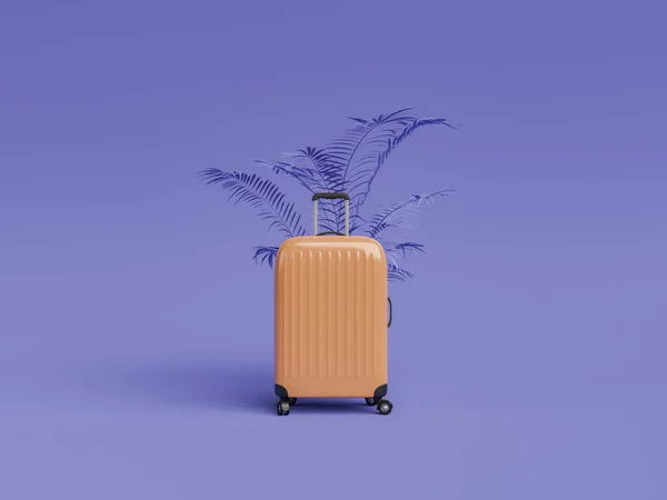 Koffer Mit Palmzweigen Auf Der Rückseite Farbe Des Jahres 2022 — Stockfoto