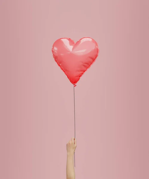 손으로 모양의 최소화 발렌타인데이의 렌더링 — 스톡 사진