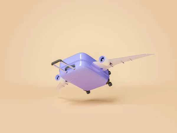 Подорожня Валіза Крилами Літака Мінімалістичному Тлі Концепція Подорожей Літа Польотів — стокове фото