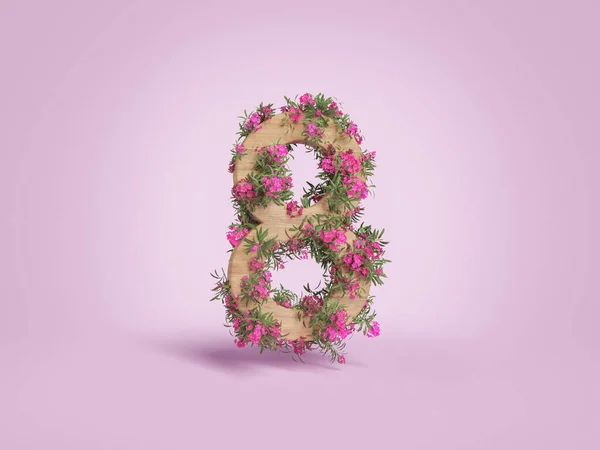 Numéro Bois Avec Des Fleurs Concept Mai Fête Des Mères — Photo