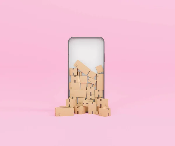 Cellphone Frame Stack Cardboard Boxes Different Shapes Representing Phone Data — Stock Fotó