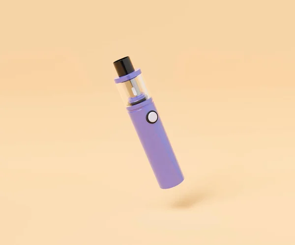 Ilustración Cigarrillo Electrónico Violeta Con Botón Redondo Levitando Sobre Fondo —  Fotos de Stock