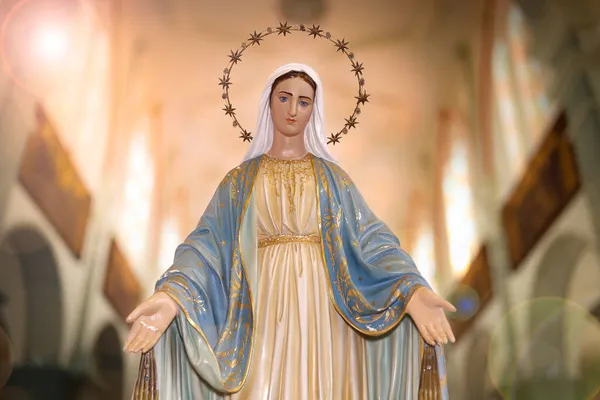 天主教中的圣母 圣母玛利亚 诺斯萨 森赫拉 达斯格拉西亚斯的雕像 — 图库照片
