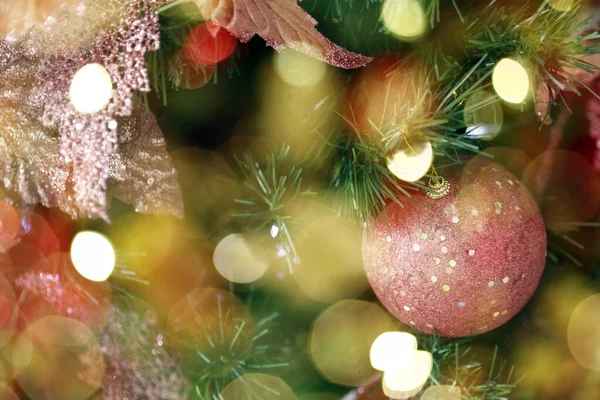 Scéna Pozadí Vánoční Strom Slavnostní Detaily Koncept Nového Roku Rodinné — Stock fotografie