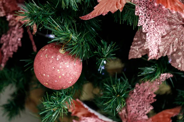 Fond Scène Dans Arbre Noël Des Détails Festifs Arrangement Noël — Photo