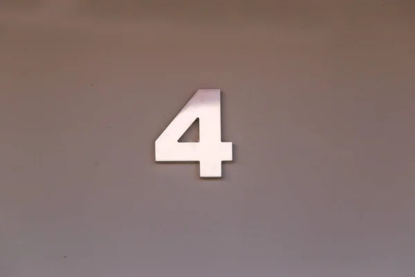 Number Four Metallic Plate Format Copy Space Gray Tone — Foto de Stock