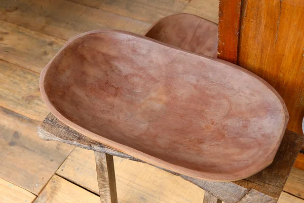wooden trough - traditional wooden carved container - gamela
