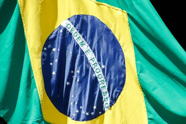 Bandera Brasil Apoyo Viento Pabellón Nacional Símbolo Patria Brasil Bandera — Foto de Stock