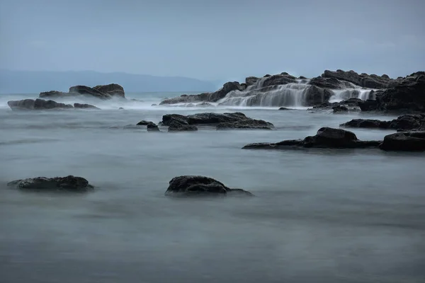 Sawarna Beach Tourist Destination Province Banten West Java Waves Crashing — Stock Photo, Image