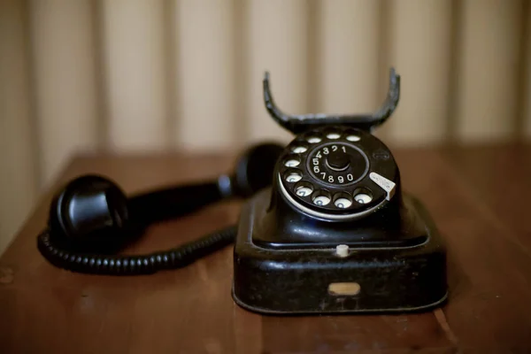 Classic Tablephone Type Landline Telephone Used Dialing Destination Number Phone — Stock Photo, Image