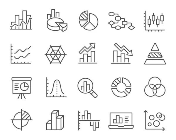 Gráficos e gráficos conjunto de ícones — Vetor de Stock