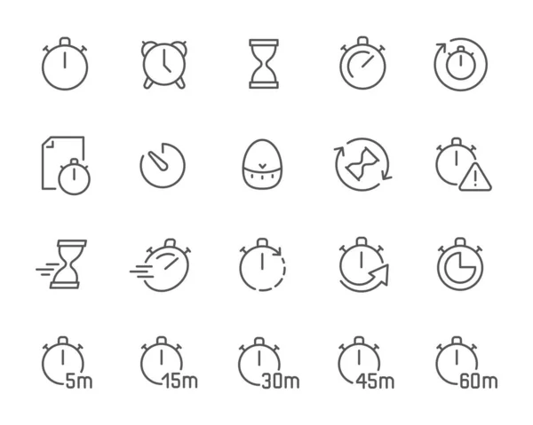 Zamanlayıcı Simgeleri Ayarlandı. Stopwatch, Hourglass, Kitchen Timer, Alarm Clock ve diğerleri gibi. Düzenlenebilir vektör vuruşu