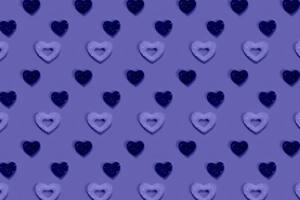 Patrón Corazones Violeta Sobre Fondo Púrpura Patrón Romántico Para Las —  Fotos de Stock