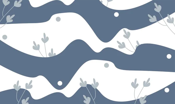 Хвиля Квітковий Фон Синій Мінімальний Фон Естетичний Милий Фон Пробілами — стоковий вектор