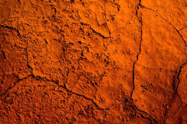 Şili 'nin Atakama Çölü' ndeki kurak toprağın dokularına yakın çekim