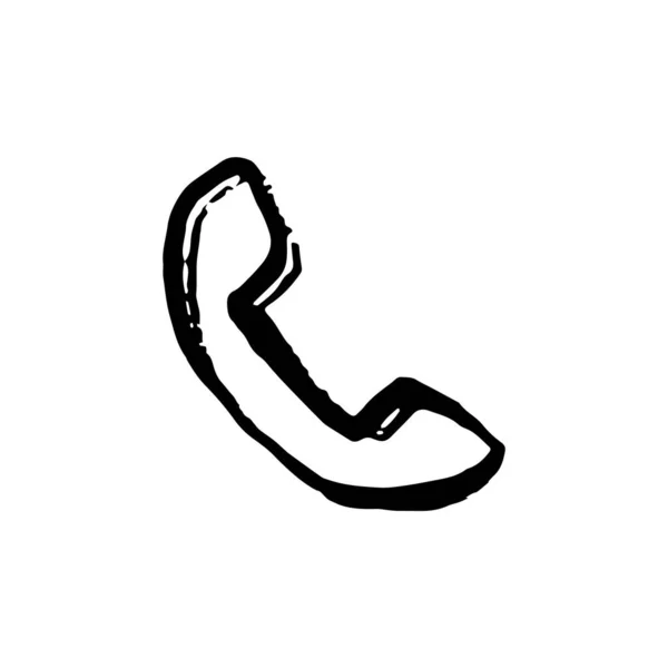 Phone call icon. Drawn by hand with a brush. Outline stroke texture in the style of grunge. Vector illustration — Stock Vector