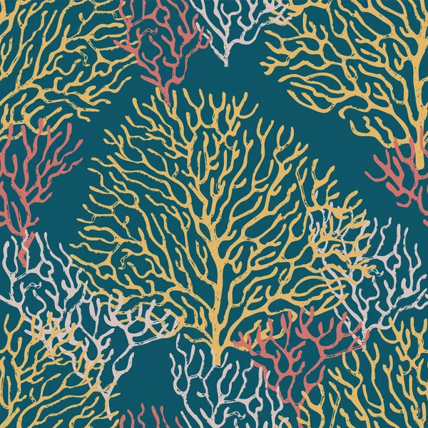 Coral marinho padrão de cor sem costura. Ilustração vetorial — Vetor de Stock