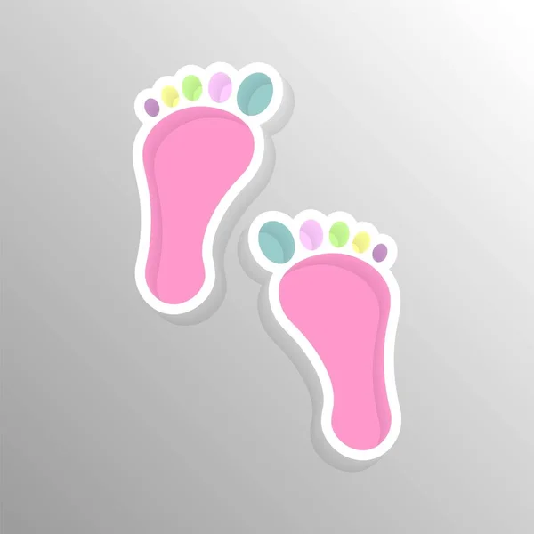 Baby Footprints White Background Child Foot Vector Illustration — Stock Vector