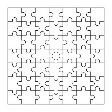49 parçadan oluşan yapboz şablonu. Kare oryantasyon. vektör illüstrasyonu.