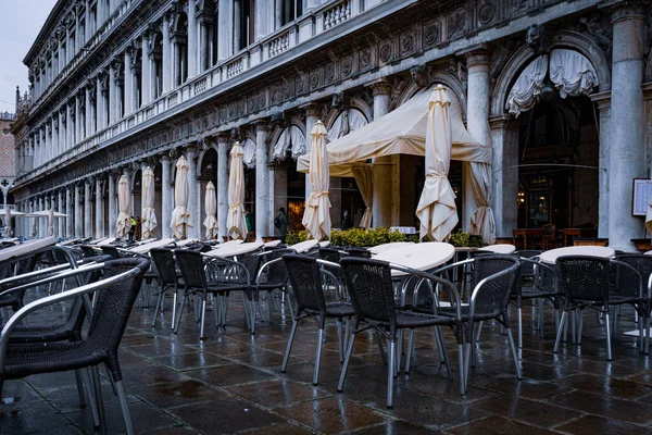 December 2021 Venice Italy Outdoor Terrace Cafe Florian San Marco — стоковое фото