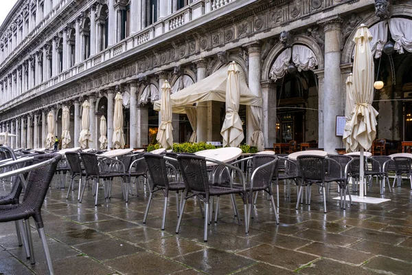 Декабря 2021 Венеция Италия Открытая Терраса Кафе Флориан Площади Сан — стоковое фото