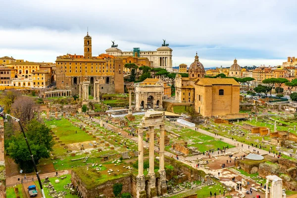 December 2022 Rome Italy Panoramic View Forum Romanum Temple Saturn — Foto de Stock