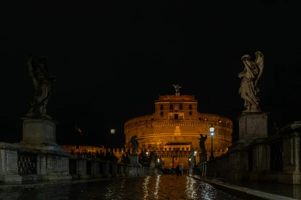 December 4, 2022 - Rome, Italy: View over the Castel Sant'Angelo (Castle of the Holy Angel) also known as The Mausoleum of Hadrian and the bridge.