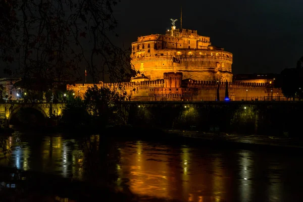 December 4, 2022 - Rome, Italy: View over the Castel Sant'Angelo (Castle of the Holy Angel) also known as The Mausoleum of Hadrian and the bridge.