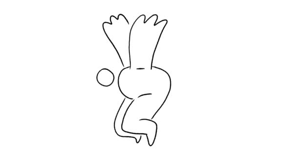 Doodle Character Flying Hand Drawn Cartoon Animation — Stock Video